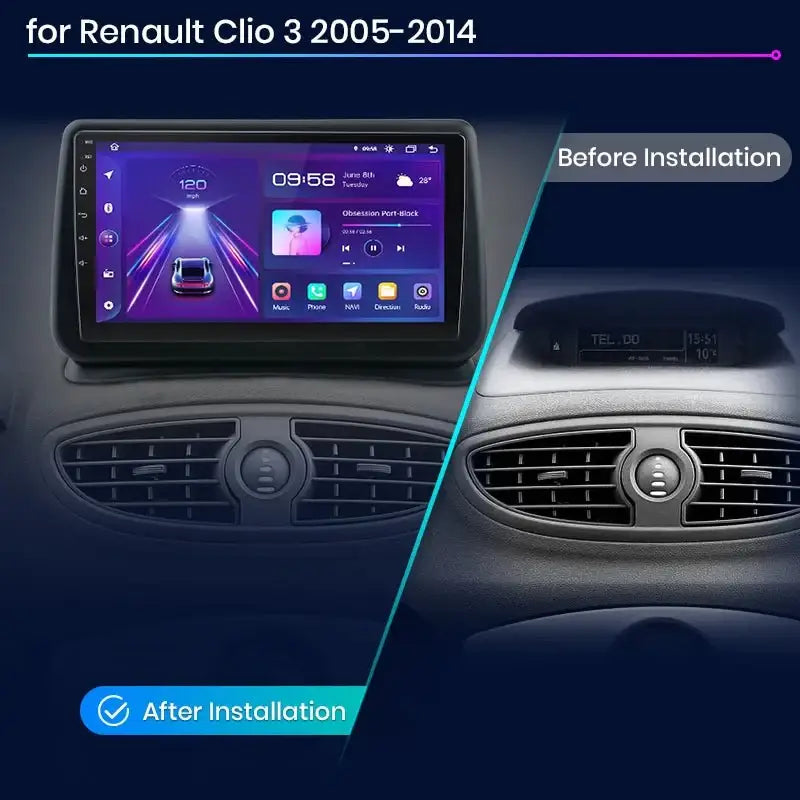 Autoradio AWESAFE 9" pour Renault Clio 3 (2005-2014) – CarPlay & Android Auto Sans Fil, DAB+